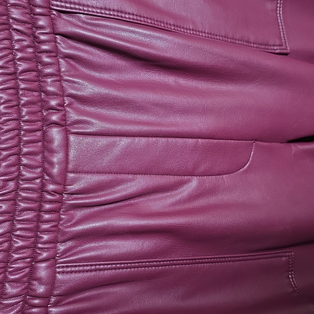 Express Burgandy Faux Leather Joggers, Size M - Picture 5 of 11